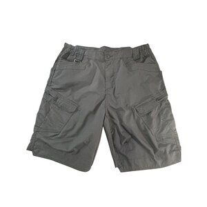 Mens Black Cargo Shorts Size 36 Nylon & Cotton Blend Elastic Waist